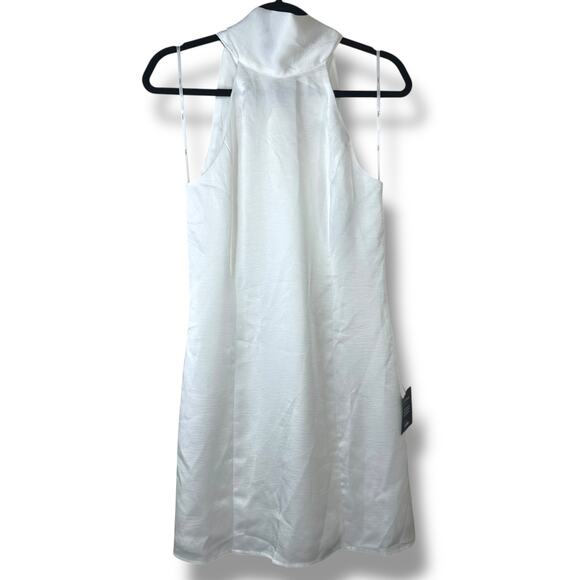 Lulus NWT Infinite Admiration White Crinkle-Woven Satin Halter Mini Dress Small - Picture 2 of 10